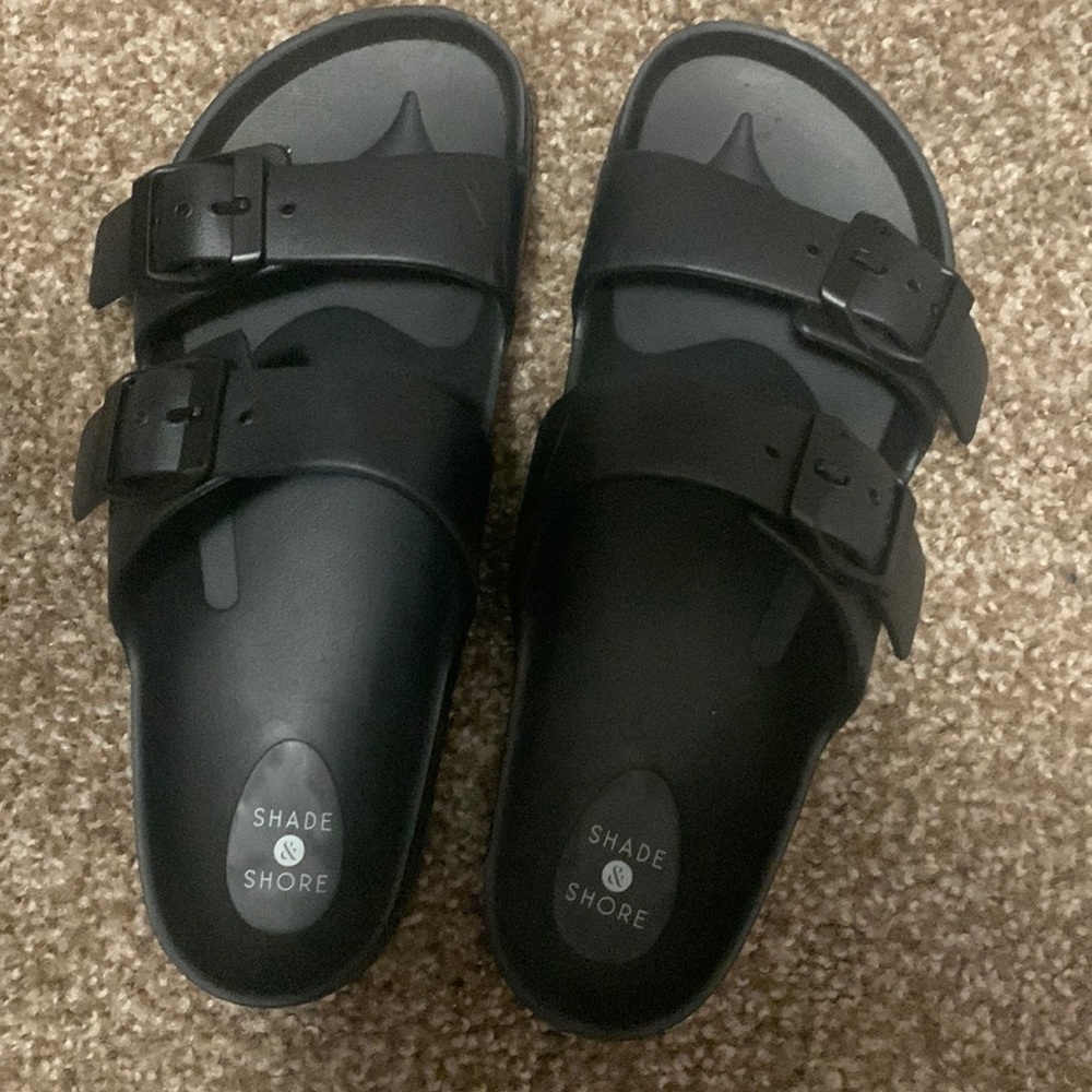 Shade & Shore 100% Plastic Two-Band Sandals Slide-On Sandals Size 7